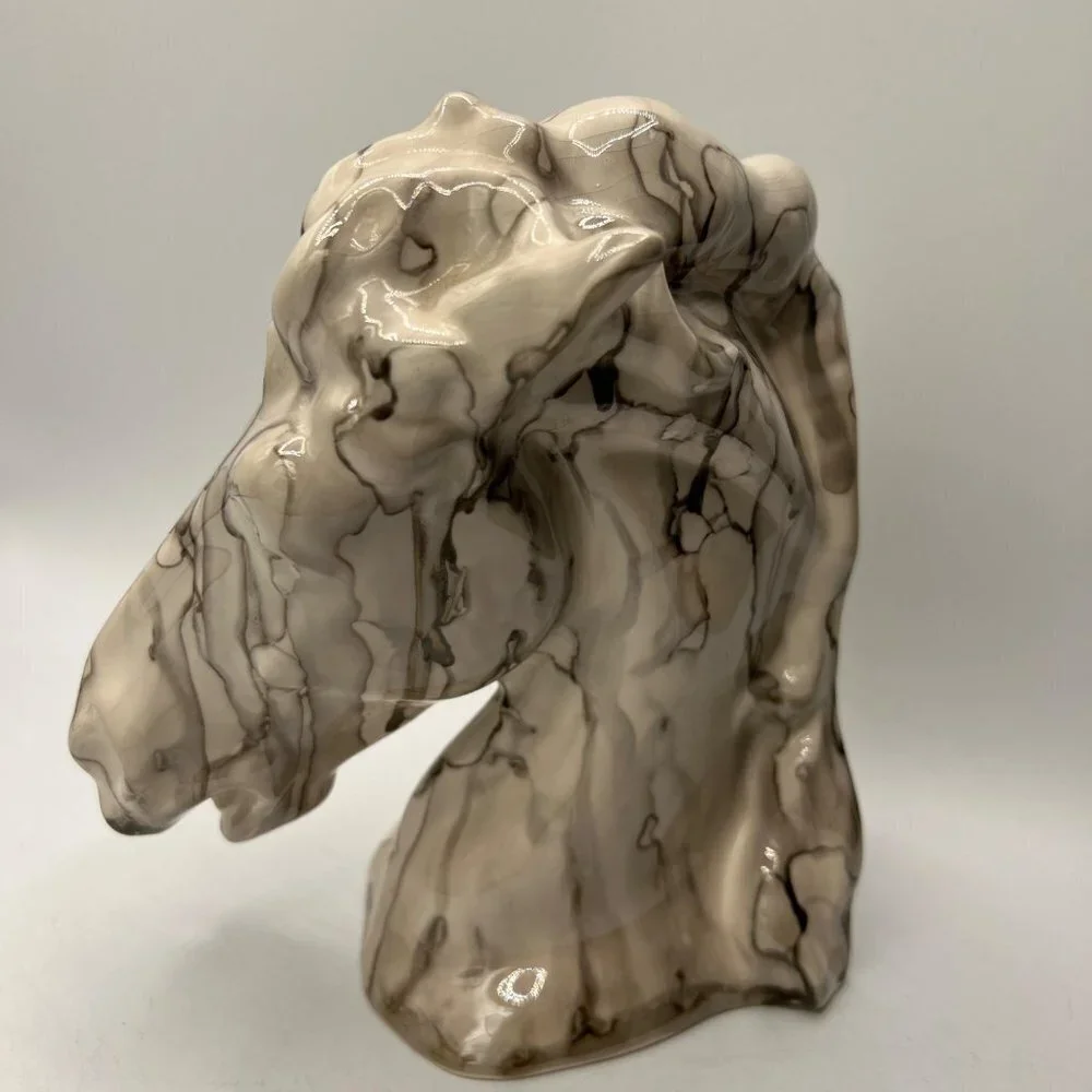 Handcrafted Homemade Hand Glazed Marble Horse Head Sculpture- Home Decor- Table - Picture 4 of 10